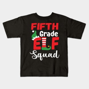 Cute Fifth Grade Elf Squad Teacher Christmas Kids T-Shirt
